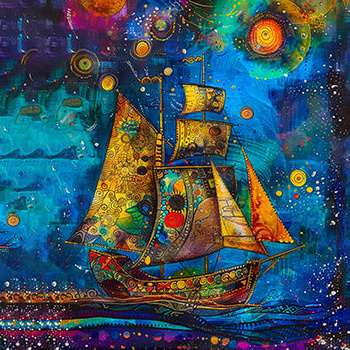 Panel żaglowiec podróże w wyobraźni wx37