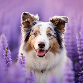 Panel pies Border collie na lawendowym polu wd122