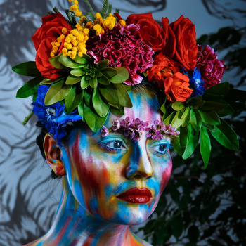 Panel kobieta w kolorach i kwiatach wl17