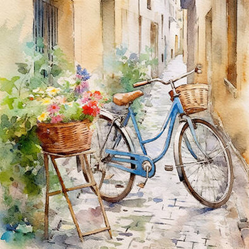 Panel rower w kwiatach w miasteczku wa39