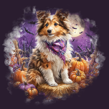 Panel pies Owczarek Szetlandzki z dyniami wd201