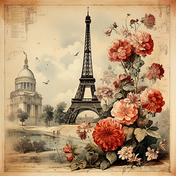 Panel Paryż vintage wieża Eiffel wtr9