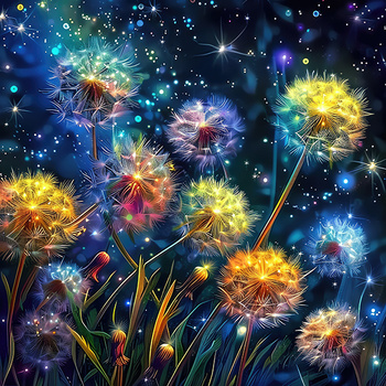 Panel kwiaty kolorowe dmuchawce wr267