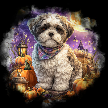 Panel pies Shih tzu z dyniami wd218