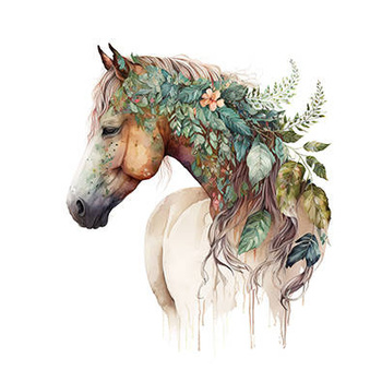 Panel koń w kwiatach akwarela wh10