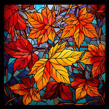 Panel liście, jesień, witraż