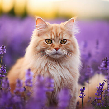 Panel rudy kot na polu lawendy wk226