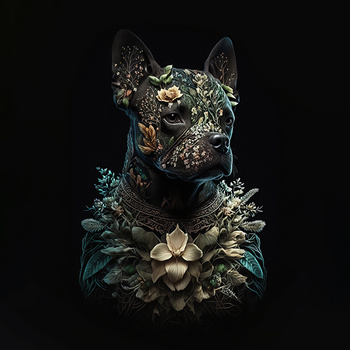 Panel pies i kwiaty wd149