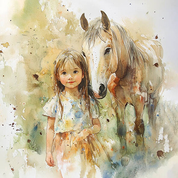 Panel koń i dziewczynka