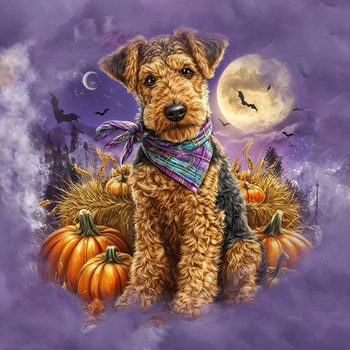 Panel pies Airedale Terrier z dyniami wd205