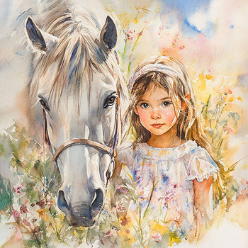 Panel koń i dziewczynka
