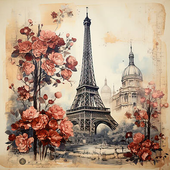 Panel Paryż vintage wieża Eiffel wtr14