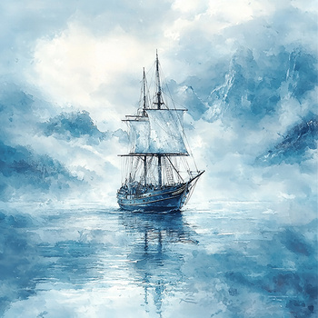 Panel żaglowiec we mgle wx56