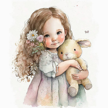 Panel dziewczynka z maskotką króliczkiem wl33