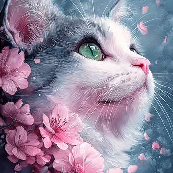 Panel śliczna koteczka w kwiatach wk265