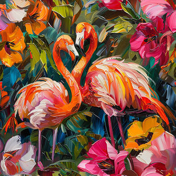 Panel ptaki flamingi obraz olejny wb74