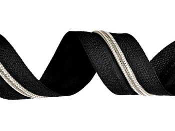 Taśma suwakowa srebrna na czarnym 5mm