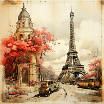 Panel Paryż vintage wieża Eiffel wtr13