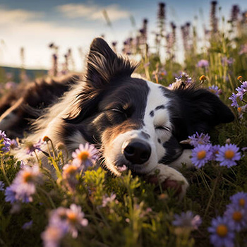 Panel pies Border collie śpiący na łące wd120