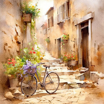 Panel rower w kwiatach w miasteczku wa37