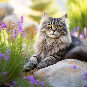 Panel kot Maine coon i lawenda wk208