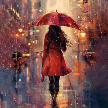 Panel kobieta z czerwonym parasolem wl120