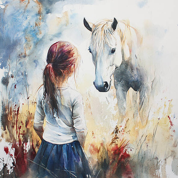 Panel koń i dziewczynka