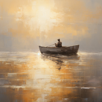 Panel łódź o zachodzie słońca wx48