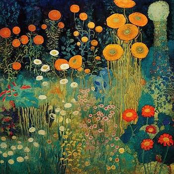 Panel kwiaty ogród w stylu Klimta wr118