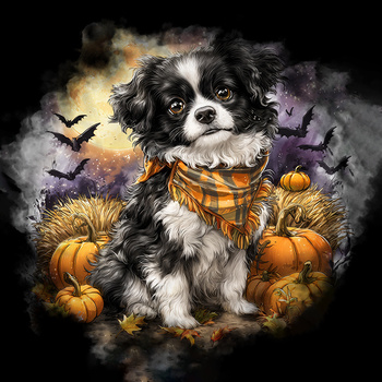 Panel pies Chin japoński z dyniami wd207