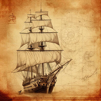 Panel żaglowiec i stara mapa vintage wx14