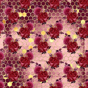 Panel złoty plaster miodu, pszczoły i róże vintage wo39