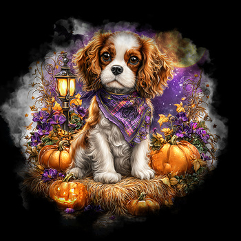 Panel pies Cavalier king charles spaniel z dyniami wd235