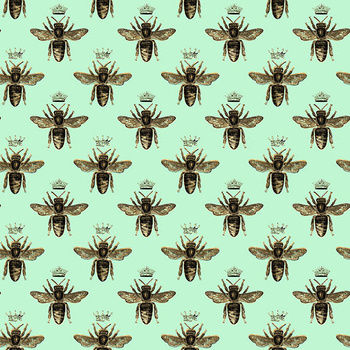 Panel złote królowe pszczół na mięcie wo19