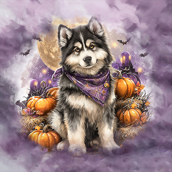 Panel pies Alaskan malamute z dyniami wd225