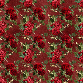 Panel złote pszczoły i róże na bordowym wo30