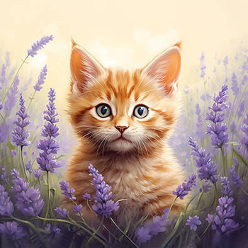 Panel kociak i lawenda wk218