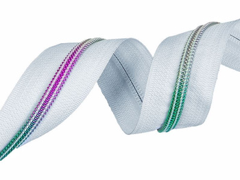 Taśma suwakowa tęcza na białym 5mm