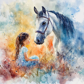 Panel koń i dziewczynka