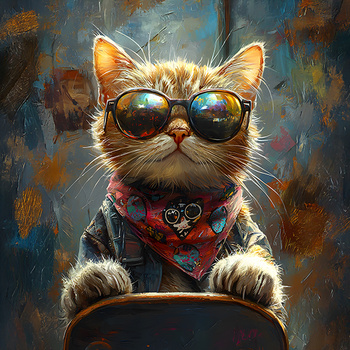 Panel rudy kot z deskorolką wk298