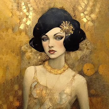 Panel twarz kobiety Złoty Gatsby wl93