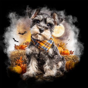 Panel pies Sznaucer miniaturowy z dyniami wd212