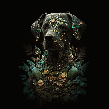 Panel pies i kwiaty wd154