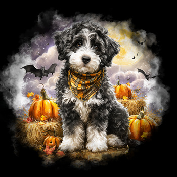 Panel pies Bernedoodle z dyniami wd220