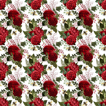 Panel złote pszczoły i róże na białym wo26