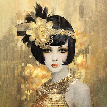 Panel twarz kobiety Złoty Gatsby wl88