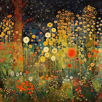 Panel kwiaty ogród w stylu Klimta wr121