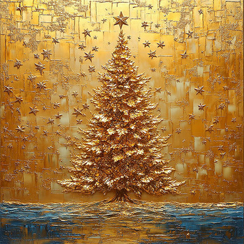 Panel świąteczny złota choinka