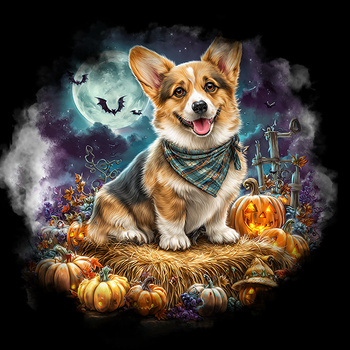 Panel pies Corgi pembroke z dyniami wd236