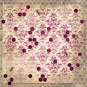 Panel złoty plaster miodu i pszczoły vintage wo40